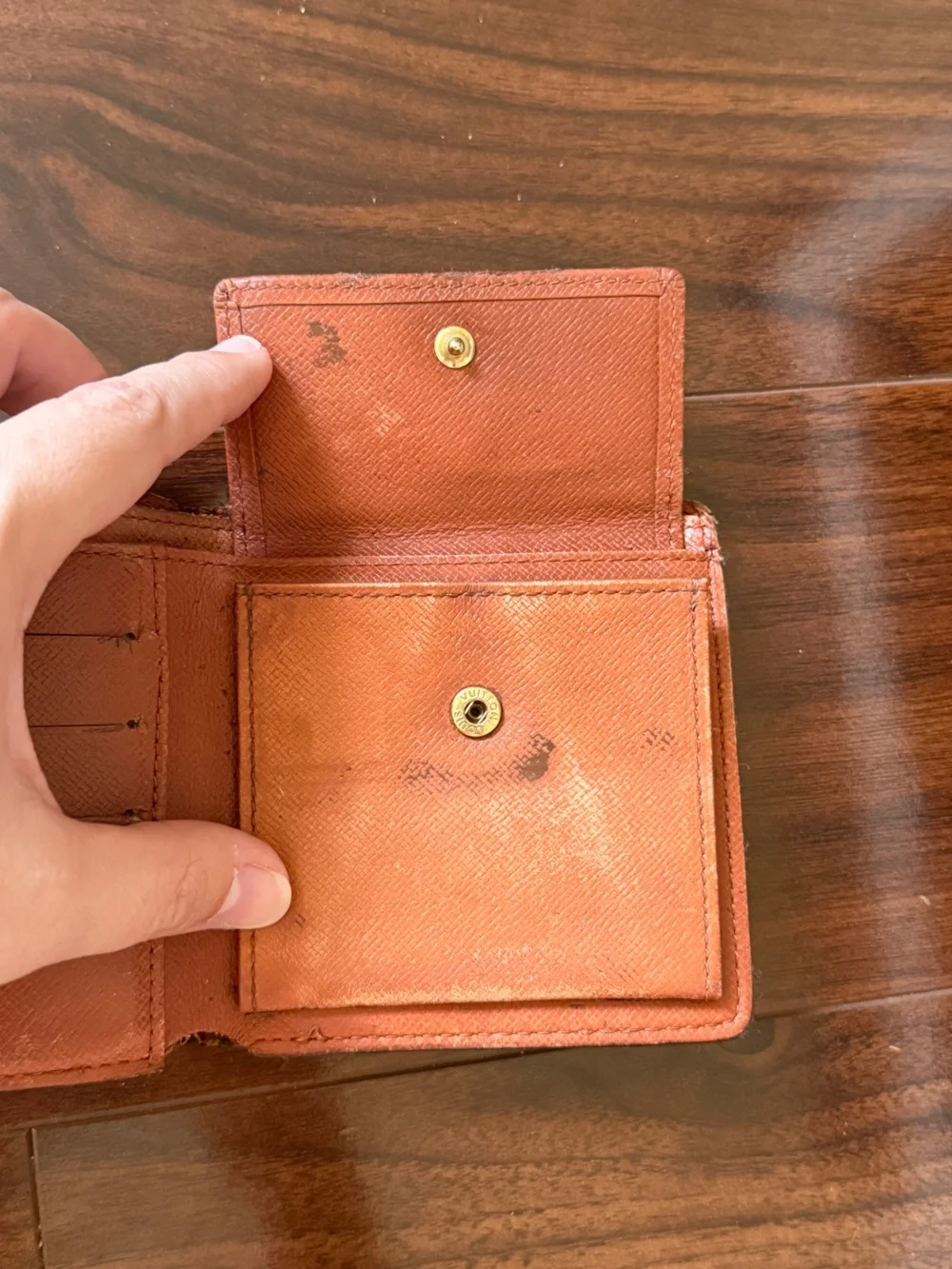 Authentic vintage Louis Vuitton Monogram Canvas Wallet in Brown and Gold